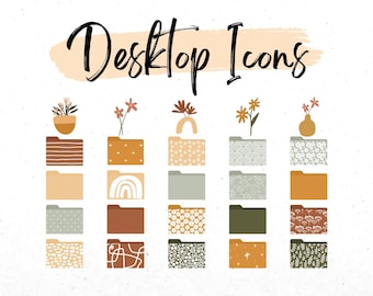 Folder Icons For Mac, Windows Desktop Icons, Aesthetic Folder Icons PNG, Minimal Wallpaper Organizer, Neutral Folder Icons, Plant Icon