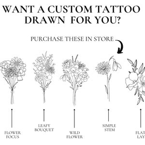 Birth Flower Tattoo Design, Custom DIY Tattoo, Birth Month Flower SVG, Wildflower Tattoo Design for Women, Build Your Own, Tattoo Stencil image 10