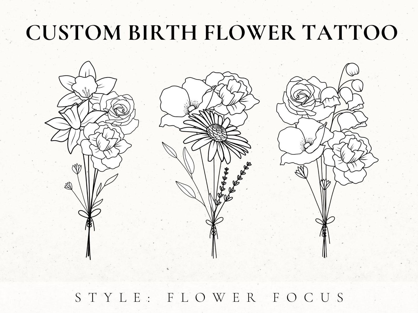 Custom Birth Flower Tattoo Design Birth Month Flower SVG Etsy