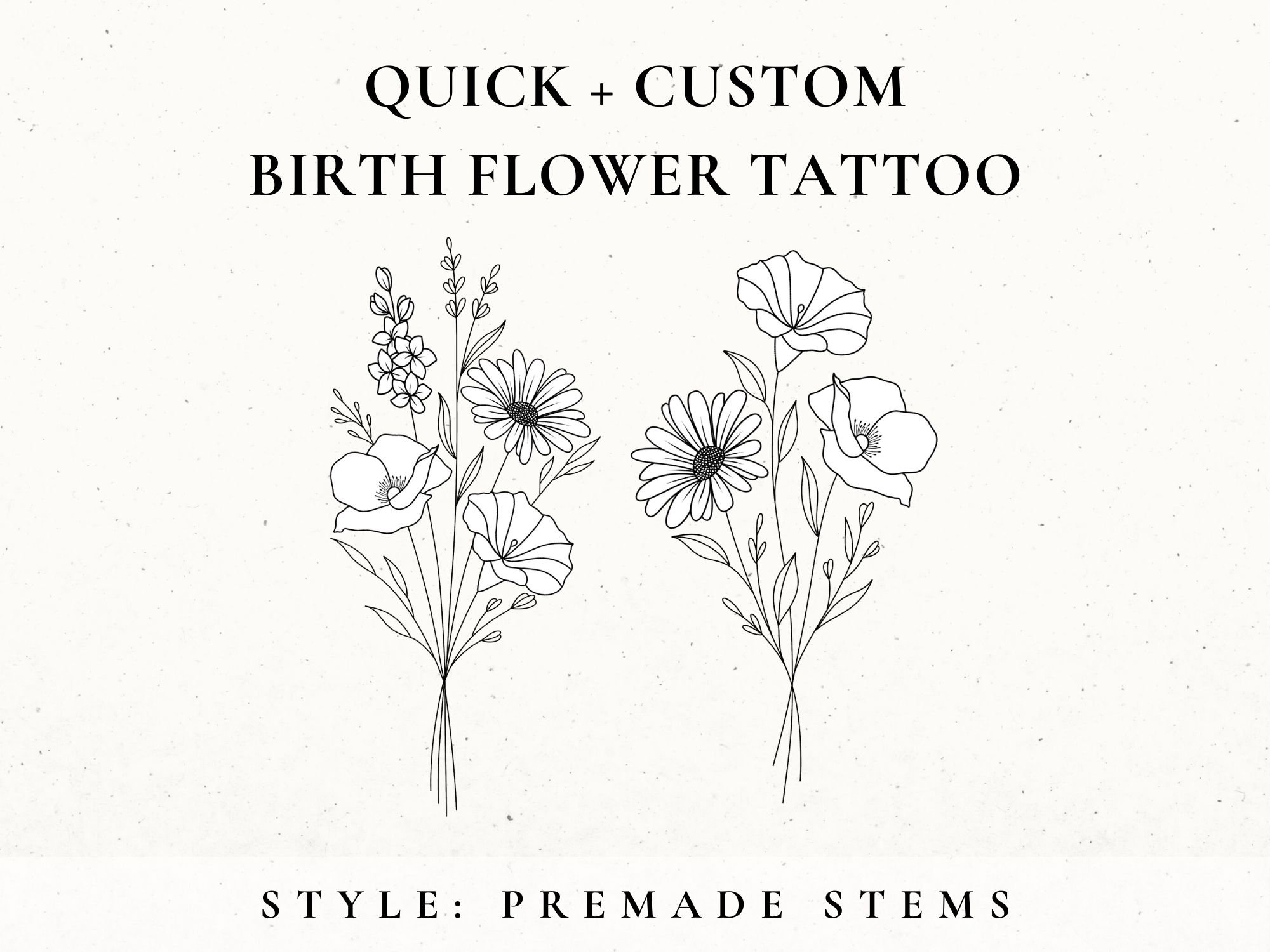 Custom Birth Flower Tattoo Design, Birth Month Flower, Wildflower Tattoo Design Commission, Custom Floral Tattoo, Birthday Flower Tattoo