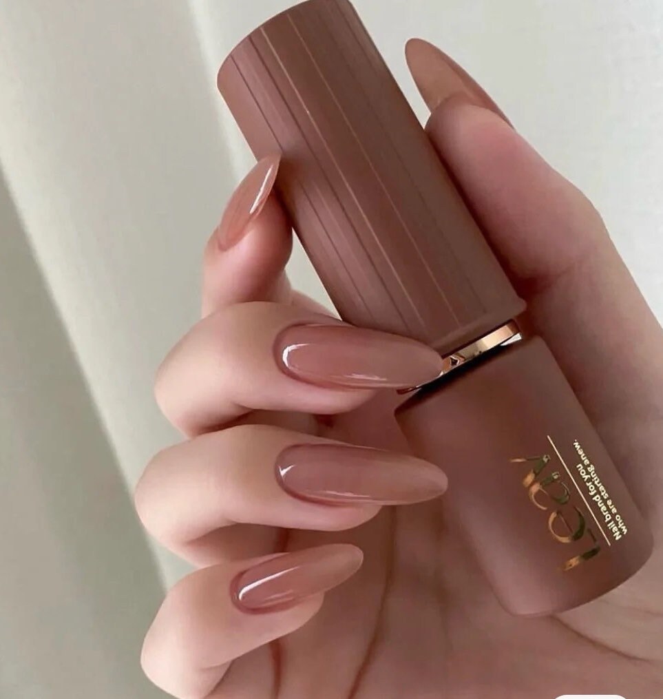 Brown Ice Tea Mocha Long Almond Luxury Press on Nails - Etsy