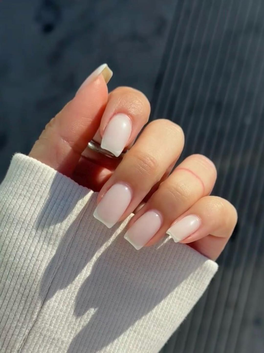 White French Milky White Base Short Coffin Luxury Press on Nails