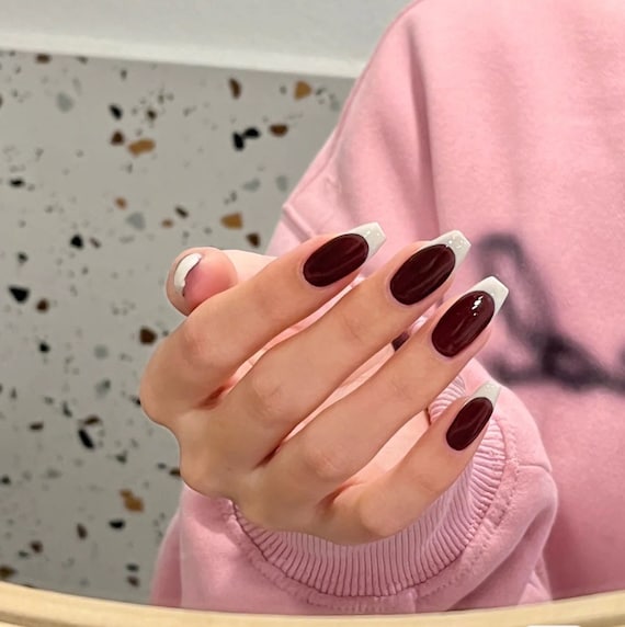 white nails with burgundy dress Perfect Nail Polish for Burgundy Bridesmaid Dresses