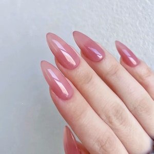 Jelly Peach Pink Long Almond Luxury Press On Nails - S12