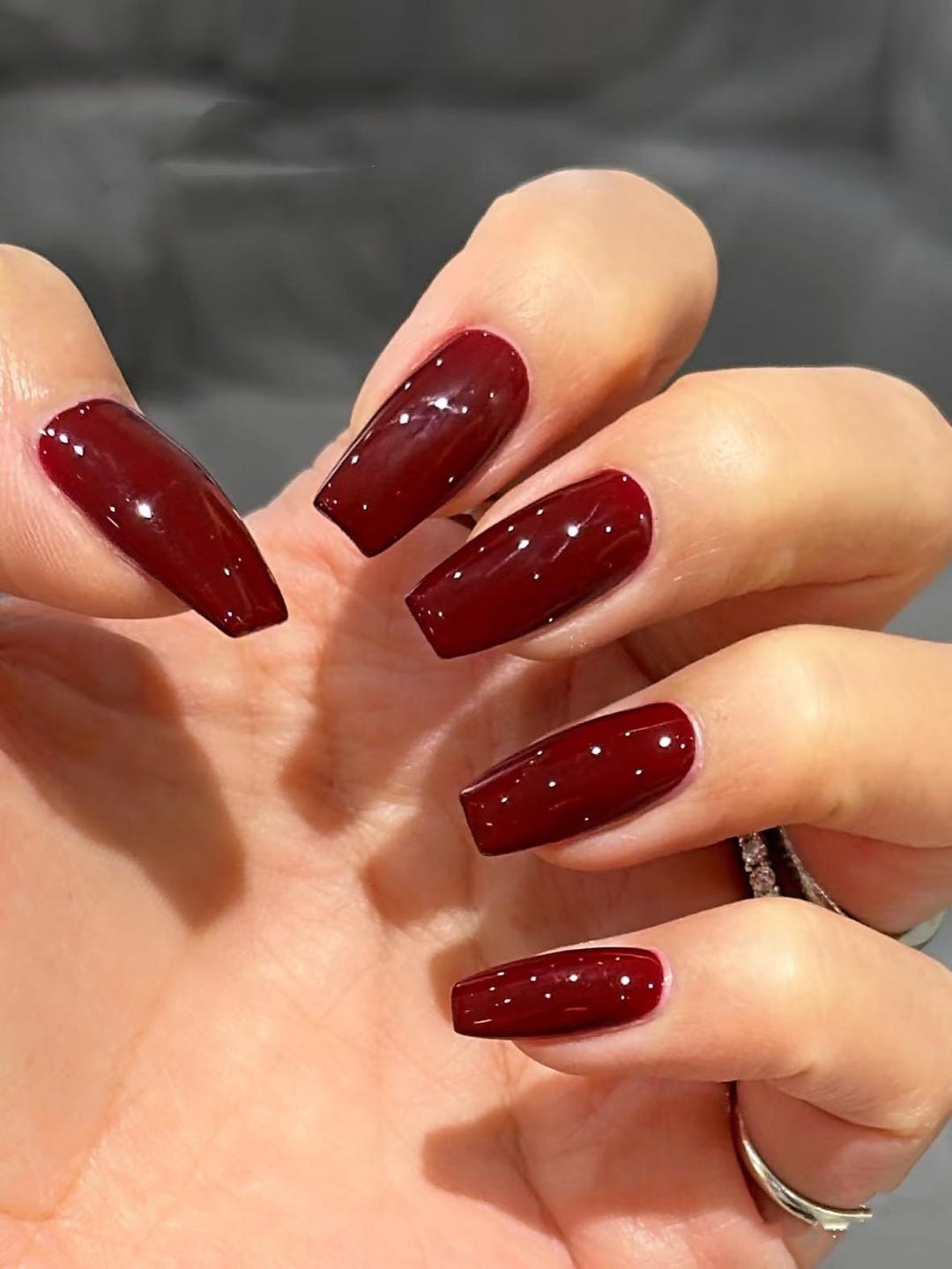 Bordeaux Ombre Coffin Nails