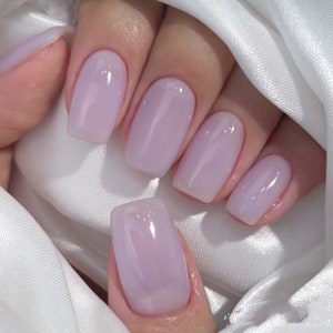 Light Purple Jelly Gloss Finished Short Coffin Luxury Press On Nails