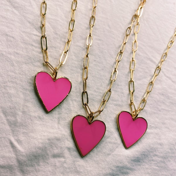 Pink heart necklace