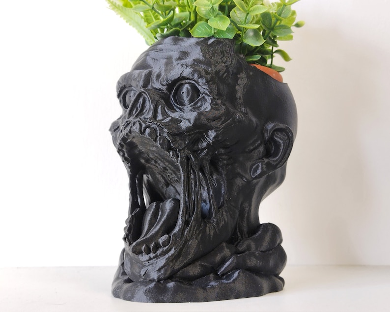 Horror Planter Zombie Bust Plant Pot, Scary & Dark Gothic Sculpture image 6