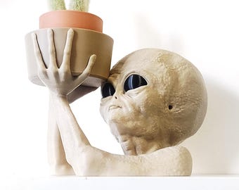 Alien Planter, Quirky Plant Pot Decor / UFO Ornament 3D Print - Excellent Statue for Home & Office