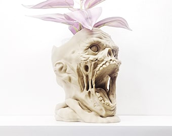 Horror Planter - Zombie Bust Plant Pot, Scary & Dark Gothic Sculpture