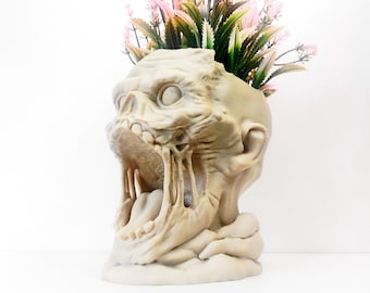Horror Planter - Zombie Bust Plant Pot, Scary & Dark Gothic Sculpture