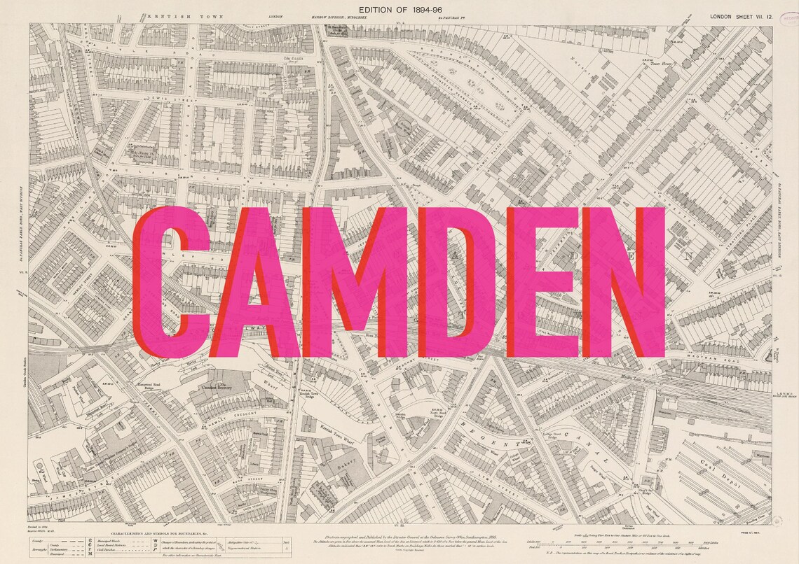 Fresh Look at Camden Map Wall Art With Modern Neon Typography Unique Home