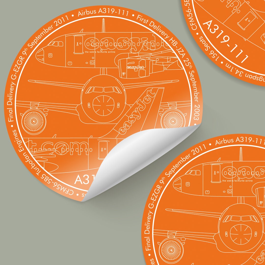 Easyjet A319 Sticker Gift Pilot Cabin Crew Avgeek Student Airport ...