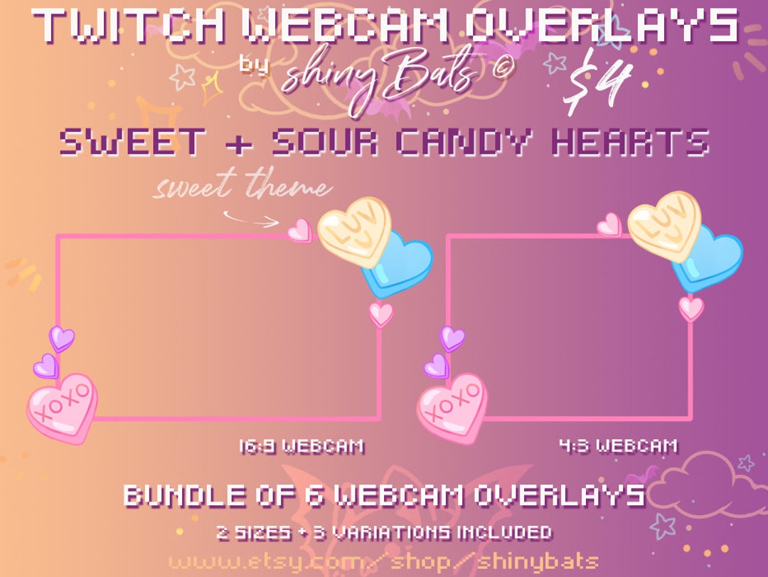 6 Webcam Overlays Valentine's Day Candy Heart Sweet Pastel Twitch ...