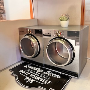 1:12 scale miniature stainless steel looking washer and dryer