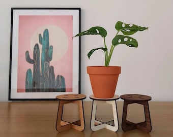 Wooden Plant Stand/Indoor plant riser: Ash, Oak, or Walnut Finishes - Minimalist Decor