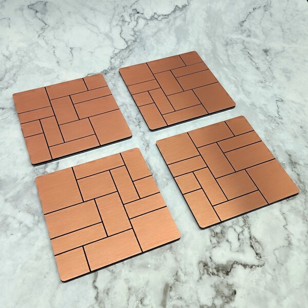 Brushed Copper Coaster | Single, Set of 2, Set of 4