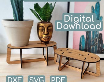 ツインプラントスタンド - デジタルダウンロード - レーザーカットファイル - SVG PDF DXF