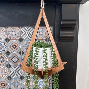 Wooden Diamond Plant Hanger for Hanging/Trailing/Potted Plants - available in Ash/Oak/Walnut