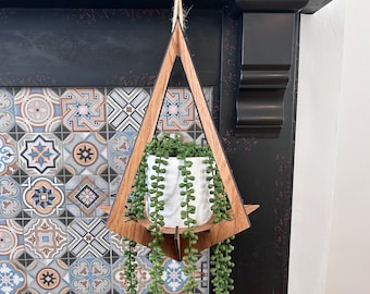 Wooden Diamond Plant Hanger for Hanging/Trailing/Potted Plants - available in Ash/Oak/Walnut