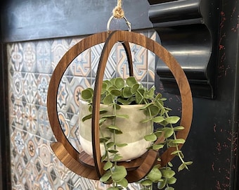 Small - Wooden Circular Plant Hanger - for Hanging/Trailing/Potted Plants - available in Ash/Oak/Walnut