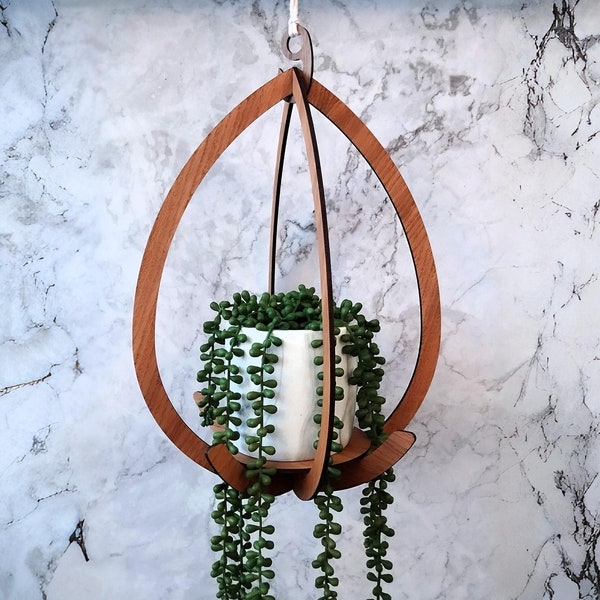 Wooden Droplet Plant Hanger - 3 Sizes Available - Ash, Oak, and Walnut Finish