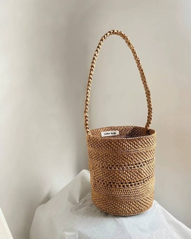 Handmade Charlie Raffia Basket bag, Raffia bag, Handmade bag, Crochet bag, Basket Bag, Straw bag image 2