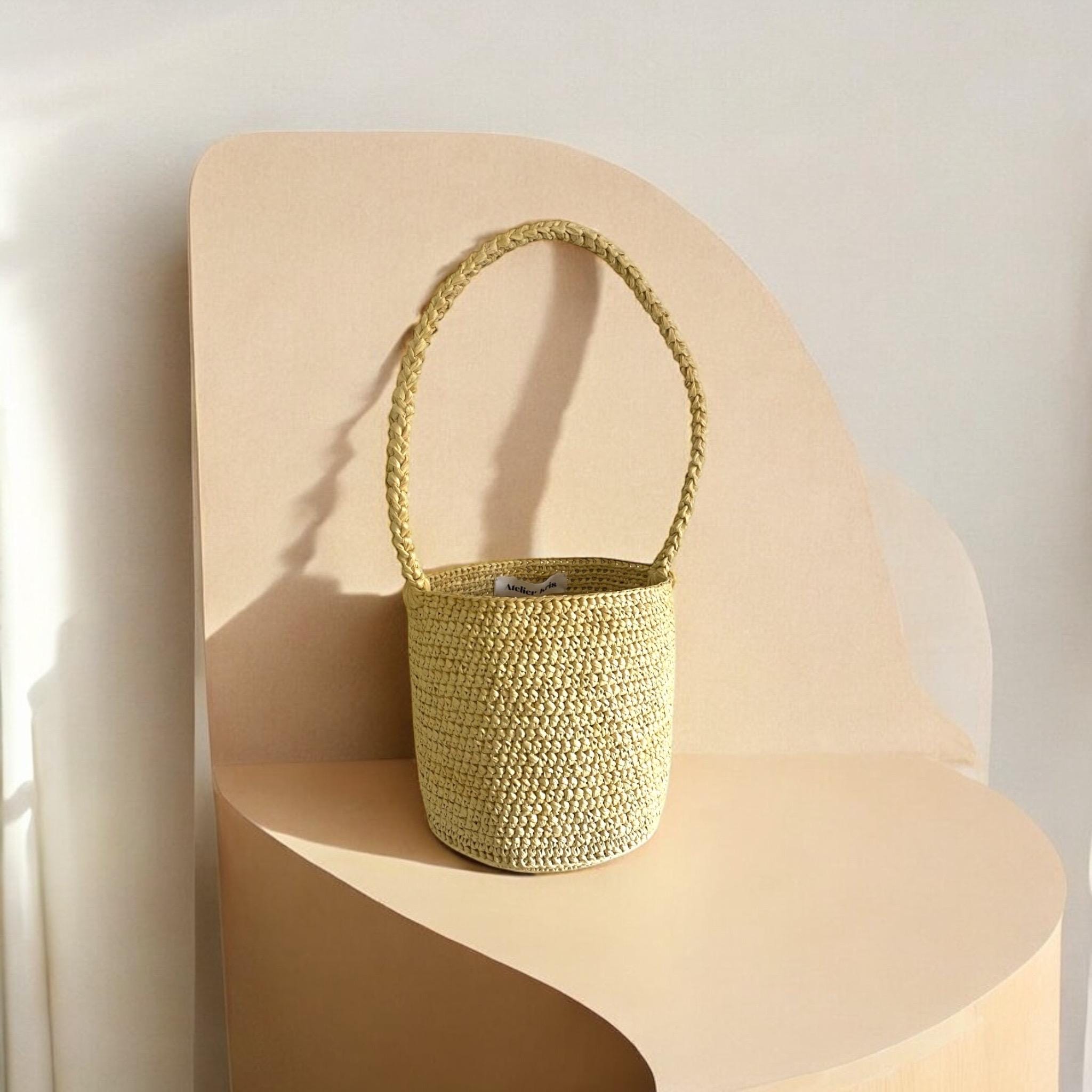 Handmade Lilou Raffia Basket Bag, Crochet Bag, Raffia Bag