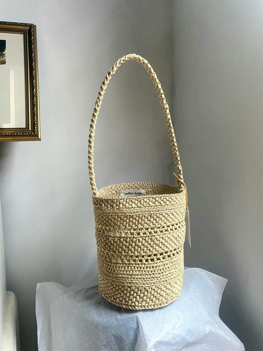 【HEREU】FONOL Crocheted Raffia Basket FONOL - Crocheted Raffia Basket – Hereu Studio