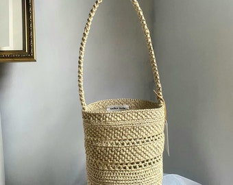 Handmade Charlie Raffia Basket bag, Crochet Bag, Handmade bag, Raffia bag, Basket Bag, Bucket bag, Straw bag