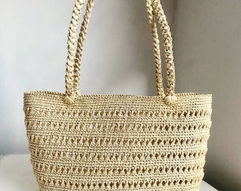 Handmade Renee Raffia bag, Raffia bag, Handmade bag, Crochet bag, Straw Bag, Raffia tote bag, Basket bag, Tote bag