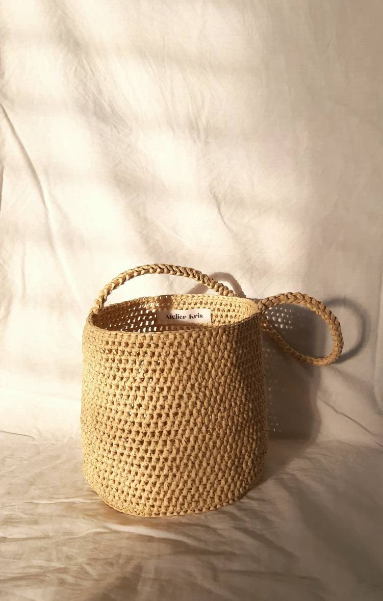 Handmade Lilou Raffia Basket Bag, Crochet Bag, Raffia Bag