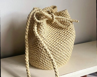 Handmade Lucia Raffia Bucket bag, Crochet Bag, Straw bag, Handmade bag, Raffia Bag, Raffia Bucket Bag, Bucket bag, Crochet Bucket Bag