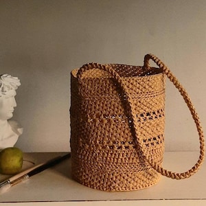 Handmade Charlie Raffia Basket bag, Raffia bag, Handmade bag, Crochet bag, Basket Bag, Straw bag image 1