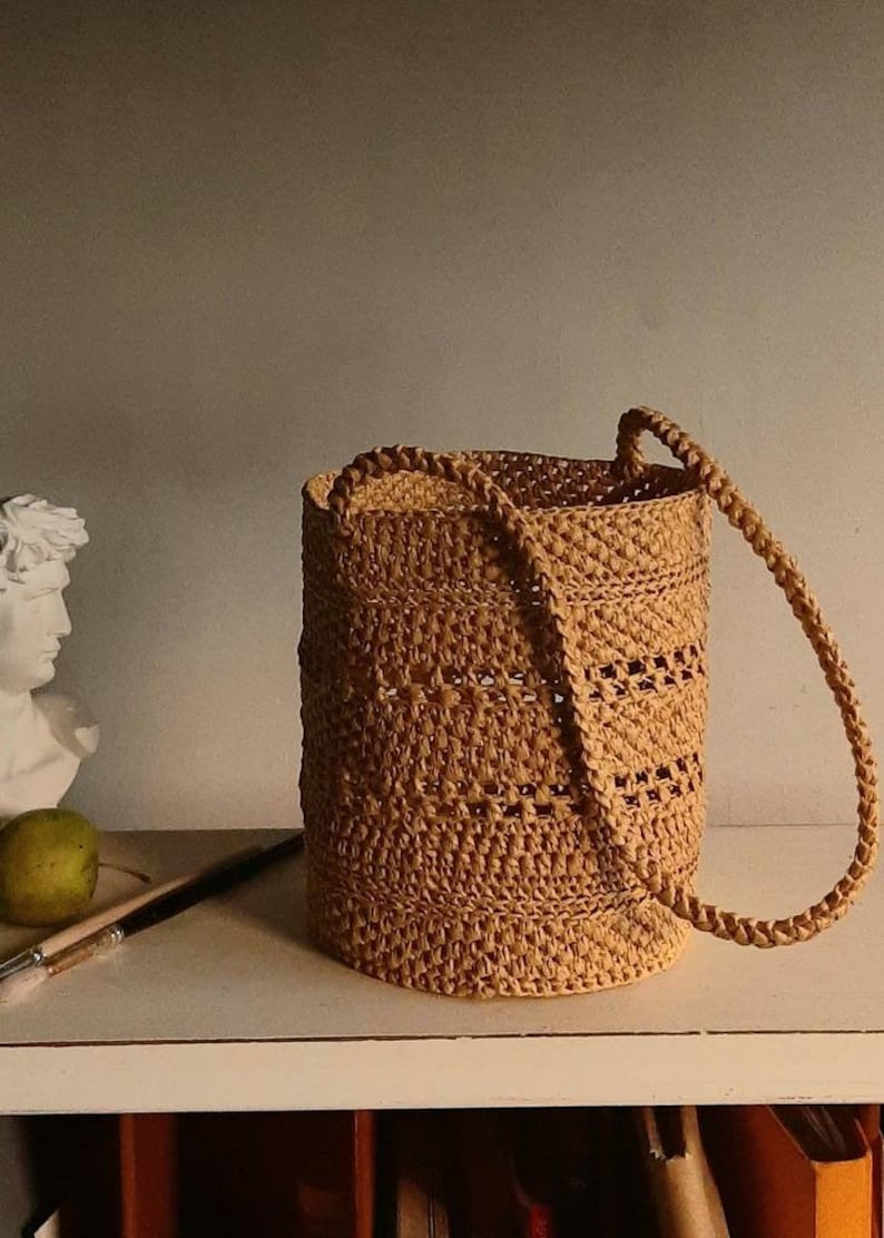 Handmade Charlie Raffia Basket Bag, Raffia Bag, Handmade Bag, Crochet
