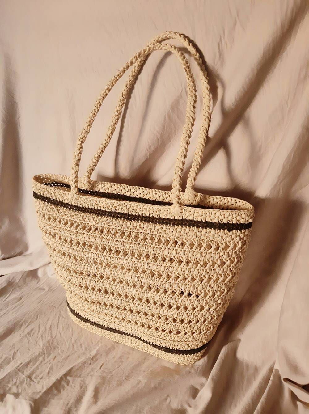 Large Stella Shoulder Tote Bag - Orange Raffia