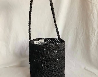 Handgemachte Charlie Raffia Korbtasche, Häkeltasche, Häkeltasche, handgemachte Tasche, Korbtasche, Eimertasche, Strohtasche