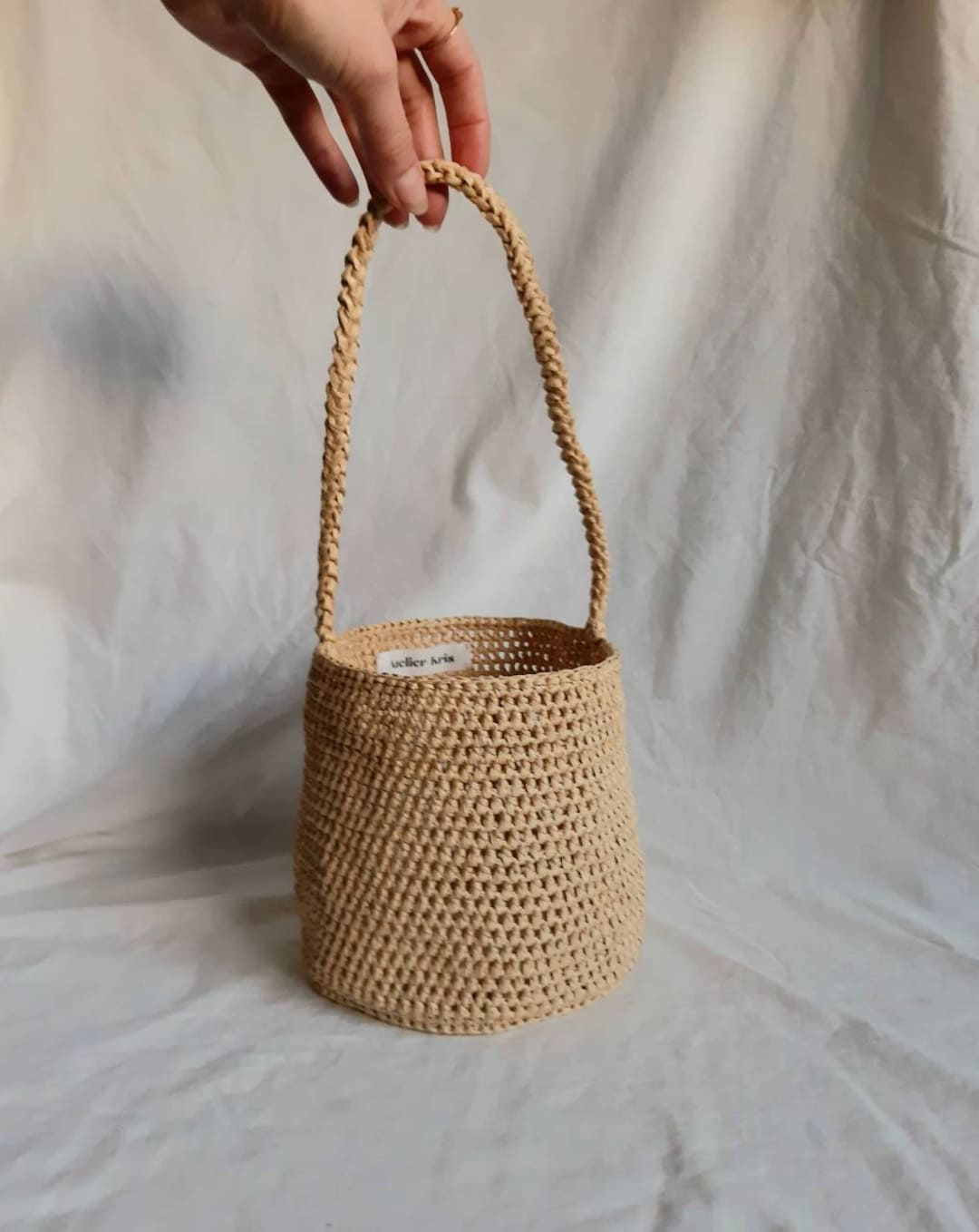 Handmade Lilou Raffia Basket Bag, Crochet Bag, Raffia Bag