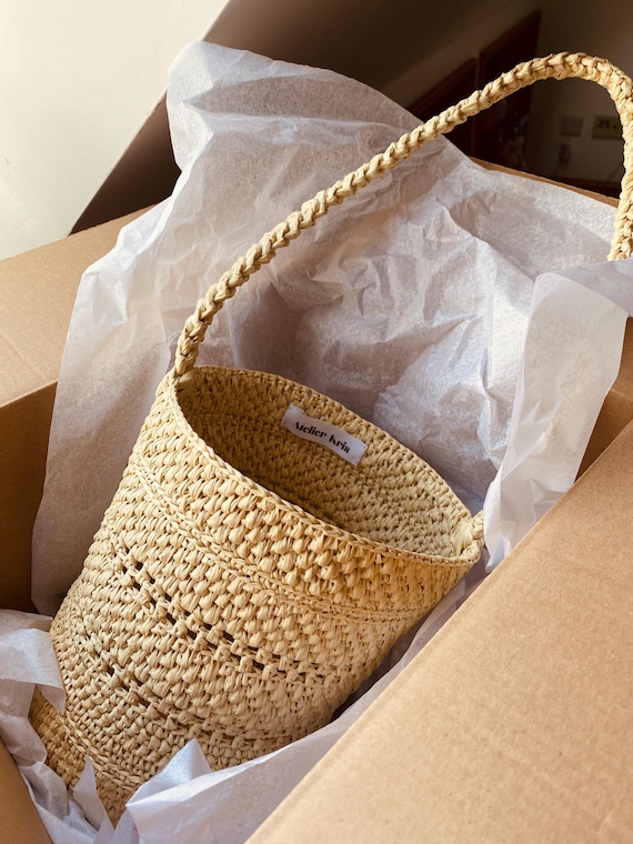 Handmade Charlie Raffia Basket Bag, Crochet Bag, Handmade