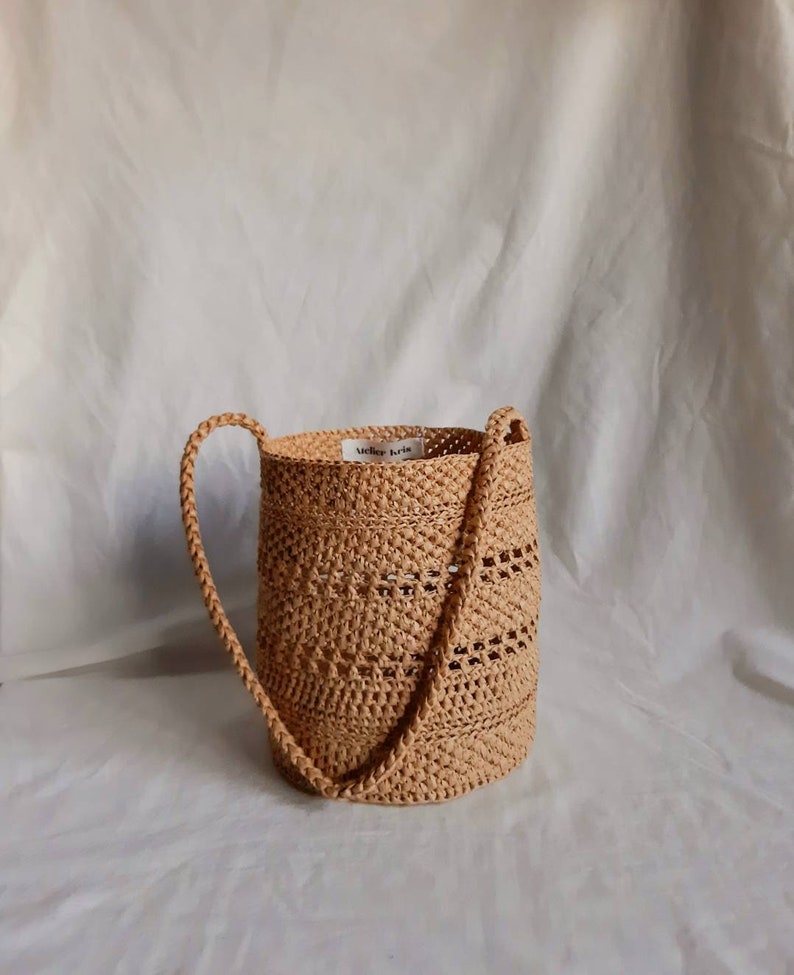 Handmade Charlie Raffia Basket Bag, Raffia Bag, Handmade Bag, Crochet