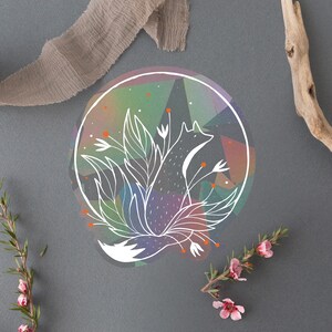 Fiery Fox Suncatcher Sticker: Rainbow Window Decal
