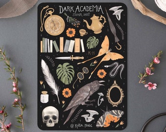 Dark Academia Sticker sheet | Fae Magic Mystical Book Stickers | Bujo Scrapbook Stickers | Planner Bullet Journal Stickers