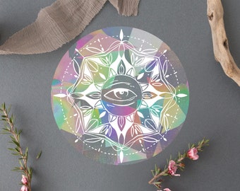 Rainbow Eye Suncatcher Sticker | Mandala Window Decal