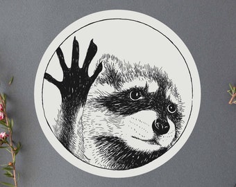 Pedro Raccoon Sticker: Large Holographic Waterproof Die Cut Decal