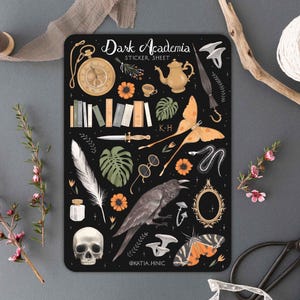 Stickervel Dark Academia | Fae Magic mystieke boekstickers | Bujo plakboekstickers | Stickers voor Bullet Journal-planners