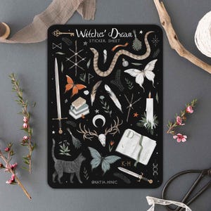 Witches' Dream Stickerbogen | Zauberhafte mystische Buchsticker | Bujo Scrapbook Aufkleber | Planer Bullet Journal Sticker