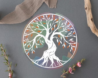 Tree of Life Rainbow Suncatcher Sticker | Window Decal Sticker | Clear Transparent Die Cut Sticker