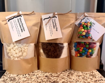 COOKIE MIX BAGS | Yields 18-20 Cookies | Party Favors | Gifts | Holidays | Chocolate Chip, M&M, Snickerdoodle, Sugar Cookie + more!