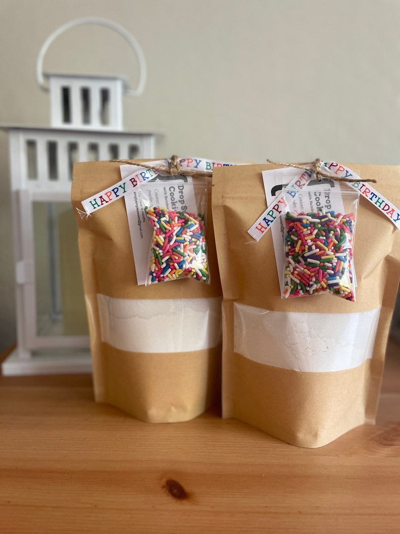 COOKIE MIX BAGS Yields 18-20 Cookies Party Favors Gifts Holidays Chocolate Chip, M&M, Snickerdoodle, Sugar Cookie more Sugar Sprinkle Dip