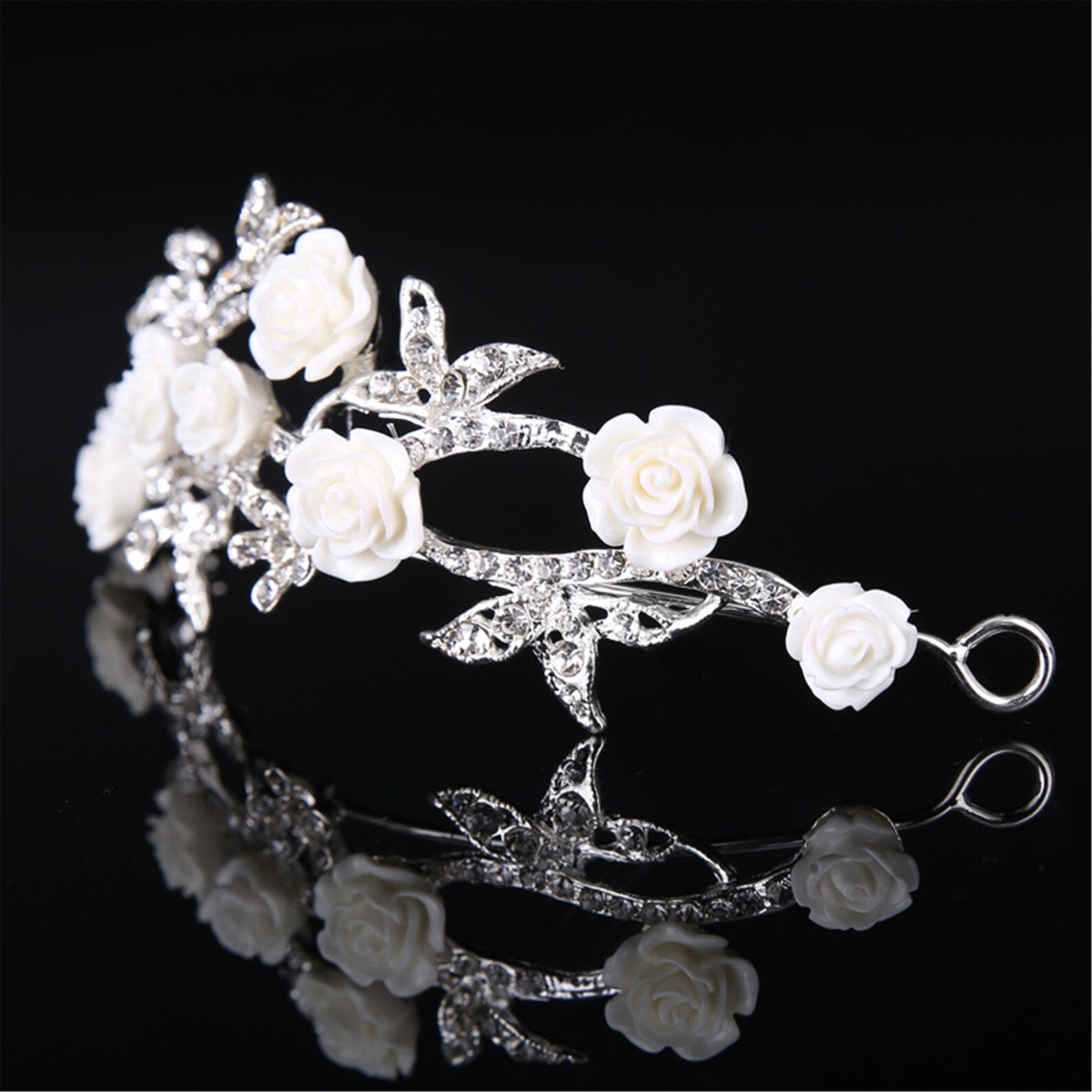 Diadème Cristal Argenté Vintage Cristal Argenté - Diadème Princesse 14,5cm  | Accessoire Mariage, Fiançailles, Fête Couronne De Mariée, image size:1588x1588